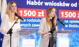 Agnieszka Dziemianowicz-Bąk w Ministerstwie Pracy ogłasza ważne decyzje o 1500 zł na opiekę w żłobku.