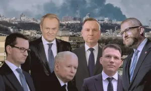 Konfederacja Korony Polskiej a Nowa Nadzieja: kluczowe różnice. Politycy na tle zniszczonego miasta.
