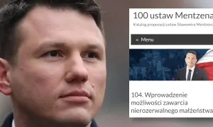 Sławomir Mentzen 100 ustaw podatkowych: katalog propozycji, w tym propozycja nr 104 dotycząca nierozerwalnego małżeństwa.