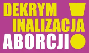 Projekt lewicy: ustawa o dekryminalizacji aborcji. Jasne hasło na fioletowym tle.