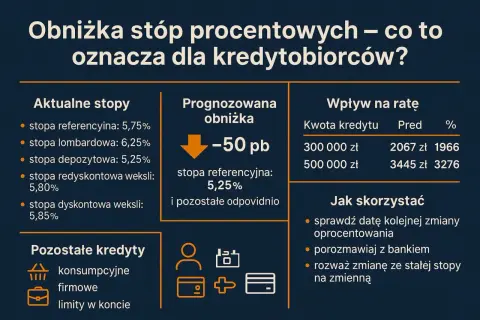 Obniżka stóp procentowych, rpp posiedzenie. Analiza wpływu na raty kredytów, prognozy i porady dla kredytobiorców.