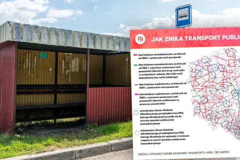 Walka z wykluczeniem komunikacyjnym: rozwój PKS w programie Lewicy. Mapa pokazuje zanik transportu publicznego.