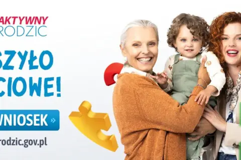 Program Aktywny Rodzic: Ruszyło Babciowe! Złóż wniosek na aktywnie-rodzic.gov.pl. Uśmiechnięte babcia, mama i dziecko.
