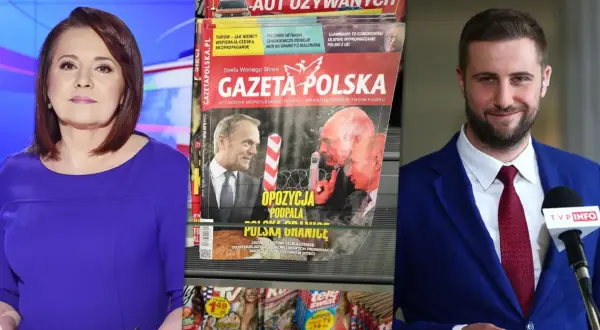 Zmiany w mediach publicznych, jak przeprowadziła je koalicja obywatelska, widać na okładce "Gazety Polskiej" z Donaldem Tuskiem i wizerunkami polityków.