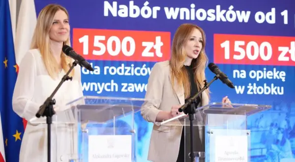 Agnieszka Dziemianowicz-Bąk w Ministerstwie Pracy ogłasza ważne decyzje o 1500 zł na opiekę w żłobku.