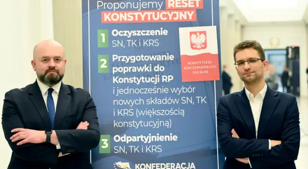Konfederacja prezentuje "Reset Konstytucyjny", proponując zmiany w SN, TK i KRS. Ich stosunek do praworządności i wyroków trybunału jest kluczowy.