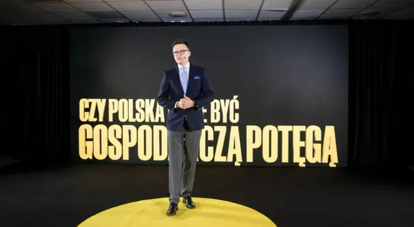 Szymon Hołownia prezentuje wizję, jak partia chce stymulować wzrost gospodarczy, by Polska stała się potęgą.