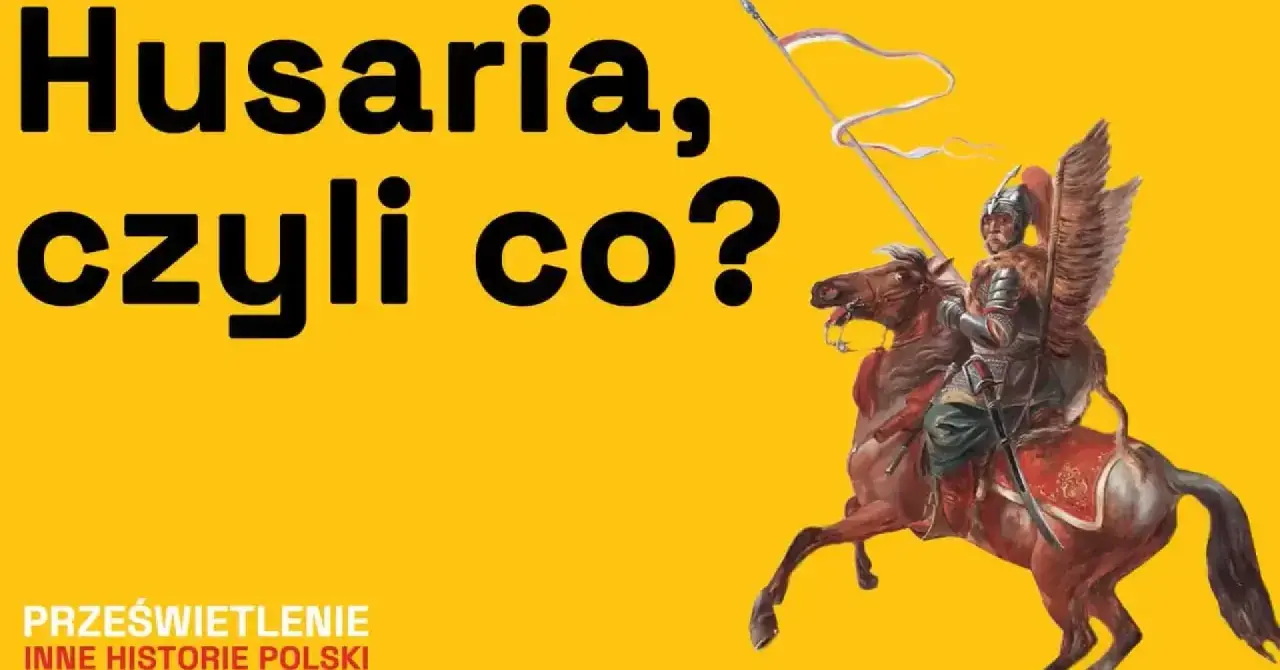 Husaria, czyli co? Polski rycerz w zbroi i z piórami na plecach na koniu.