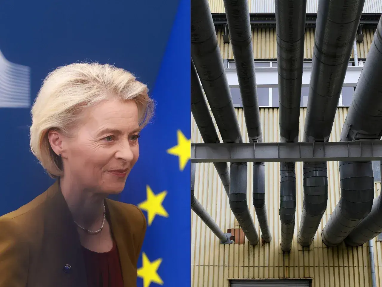 Ursula von der Leyen i rury przemysłowe – symbol postępu i dążenia do zielonego ładu.
