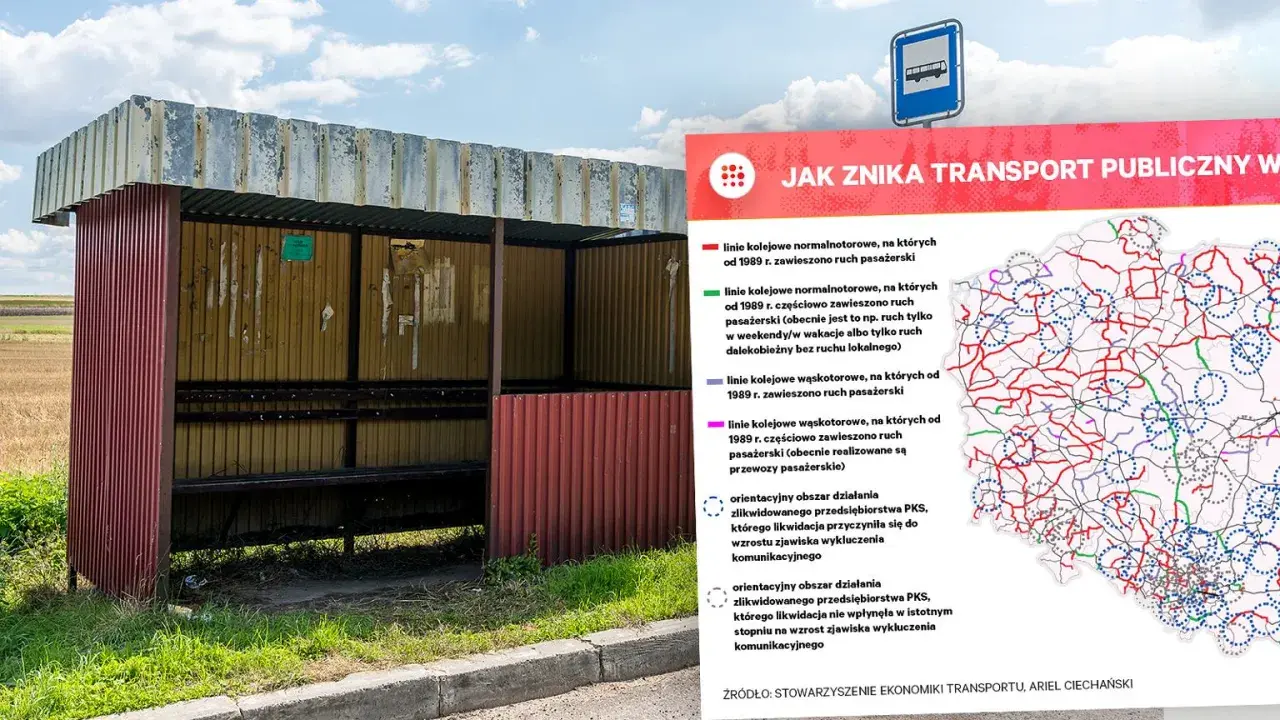 Walka z wykluczeniem komunikacyjnym: rozwój PKS w programie Lewicy. Mapa pokazuje zanik transportu publicznego.