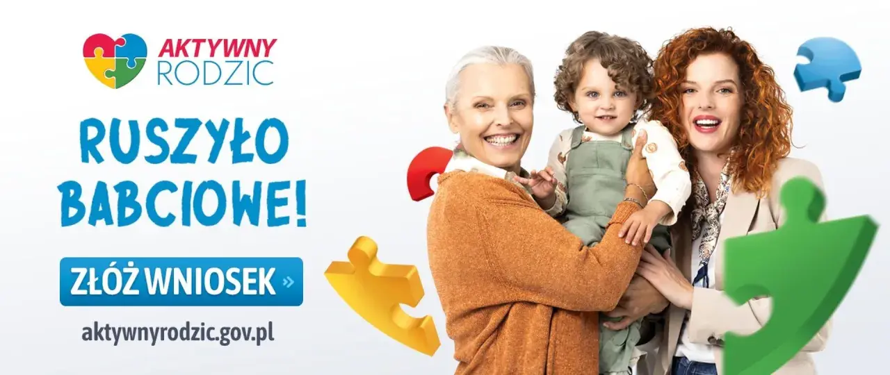 Program Aktywny Rodzic: Ruszyło Babciowe! Złóż wniosek na aktywnie-rodzic.gov.pl. Uśmiechnięte babcia, mama i dziecko.