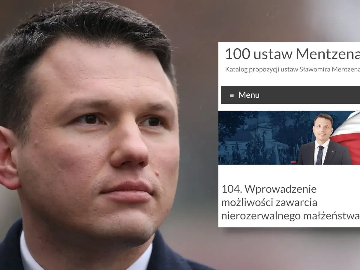 Sławomir Mentzen 100 ustaw podatkowych: katalog propozycji. Na ekranie widoczny jest fragment strony z propozycją 104. ustawy.