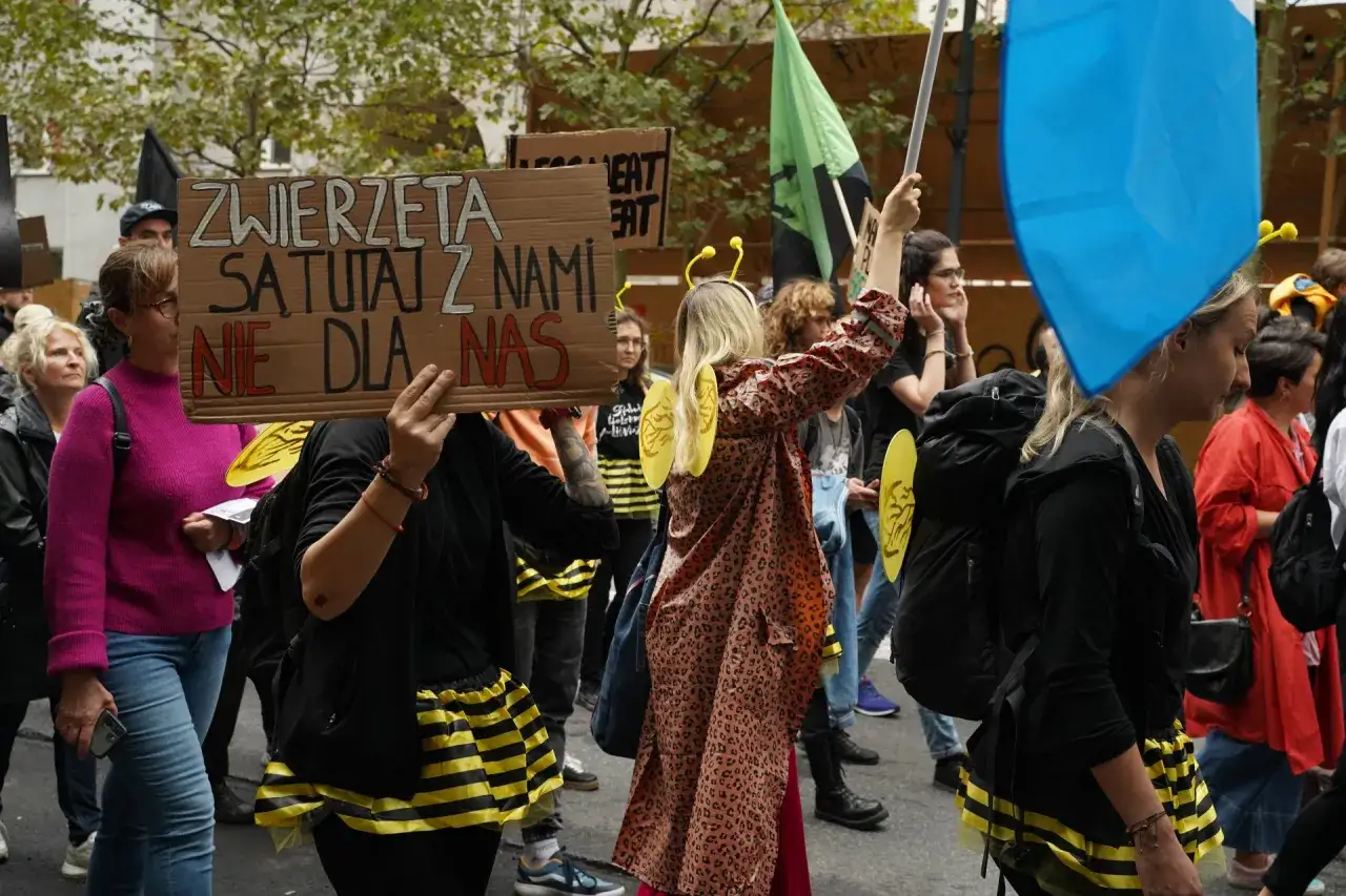 Protestujący domagają się zakazu hodowli na futra, wspierając ustawę o ochronie zwierząt w programie lewicy.