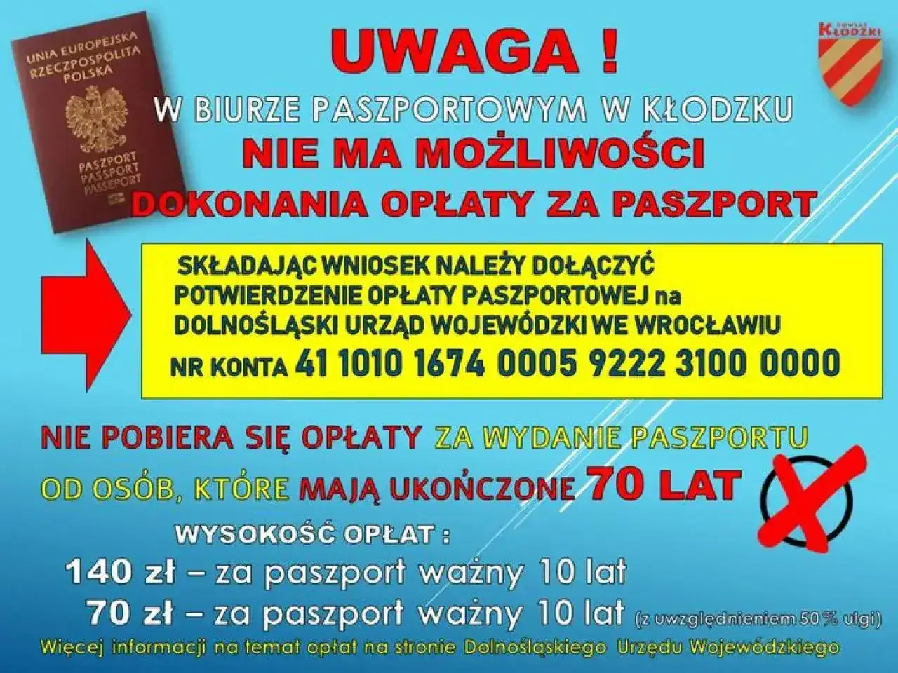 W Kłodzku nie zapłacisz za paszport. Dowiedz się, ile kosztuje wyrobienie paszportu i gdzie dokonać opłaty.