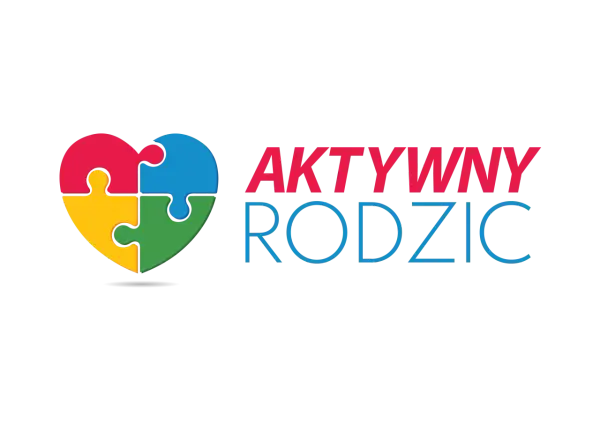 Logo "Aktywny Rodzic" z sercem z puzzli. Lewica współtworzyła ustawę żłobkową, wspierając rodziców.