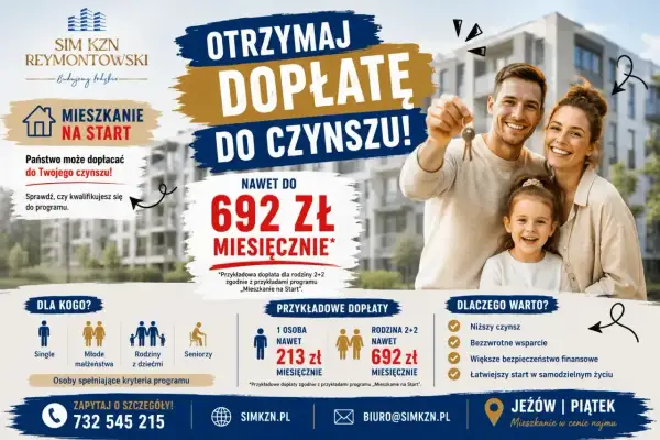 Szczęśliwa rodzina z kluczami do mieszkania na start. Program dopłat do czynszu, nawet 692 zł miesięcznie.