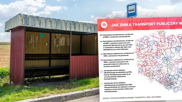 Walka z wykluczeniem komunikacyjnym: rozwój PKS w programie Lewicy. Mapa pokazuje zanik transportu publicznego.