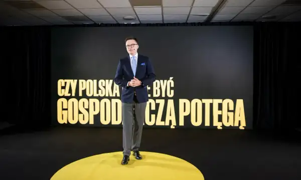 Szymon Hołownia prezentuje wizję, jak partia chce stymulować wzrost gospodarczy, by Polska stała się potęgą.